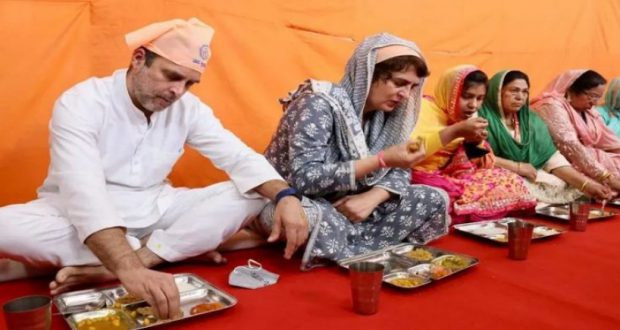 Rahul and Priyanka Serve Langar at Varanasi Temple on Sant Ravidas Jayanti