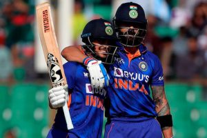 ishan kishan and virat kohli after ishan's centuary